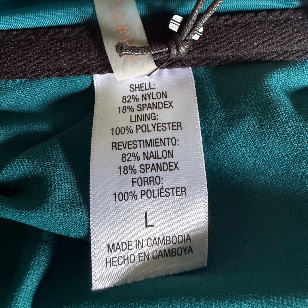 Shade & Shore Teal Strapless One-Piece Swimsuit Back Cutout Bow NWT Size Large - Picture 6 of 8
